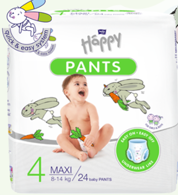 Couches bébé Happy Pants Taille 4 (8-14kg) x 24